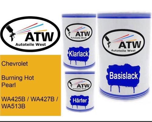Chevrolet, Burning Hot Pearl, WA425B / WA427B / WA513B: 500ml Lackdose + 500ml Klarlack + 250ml Härter - Set, von ATW Autoteile West.